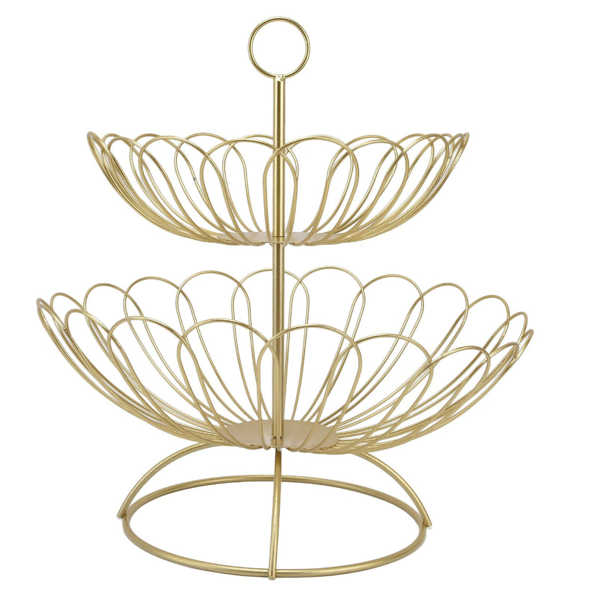 2 Tier Fruit Bowl Modern Nordic Design Geometric Detachable Gold Fruit Basket for Home Decoration