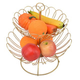 2 Tier Fruit Bowl Modern Nordic Design Geometric Detachable Gold Fruit Basket for Home Decoration