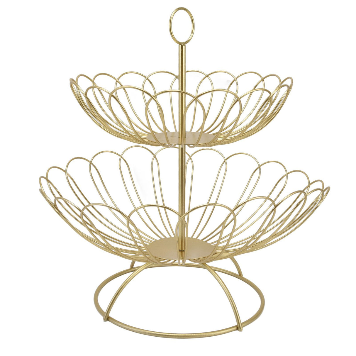 2 Tier Fruit Bowl Modern Nordic Design Geometric Detachable Gold Fruit Basket for Home Decoration