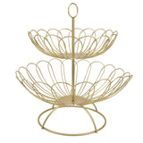2 Tier Fruit Bowl Modern Nordic Design Geometric Detachable Gold Fruit Basket for Home Decoration