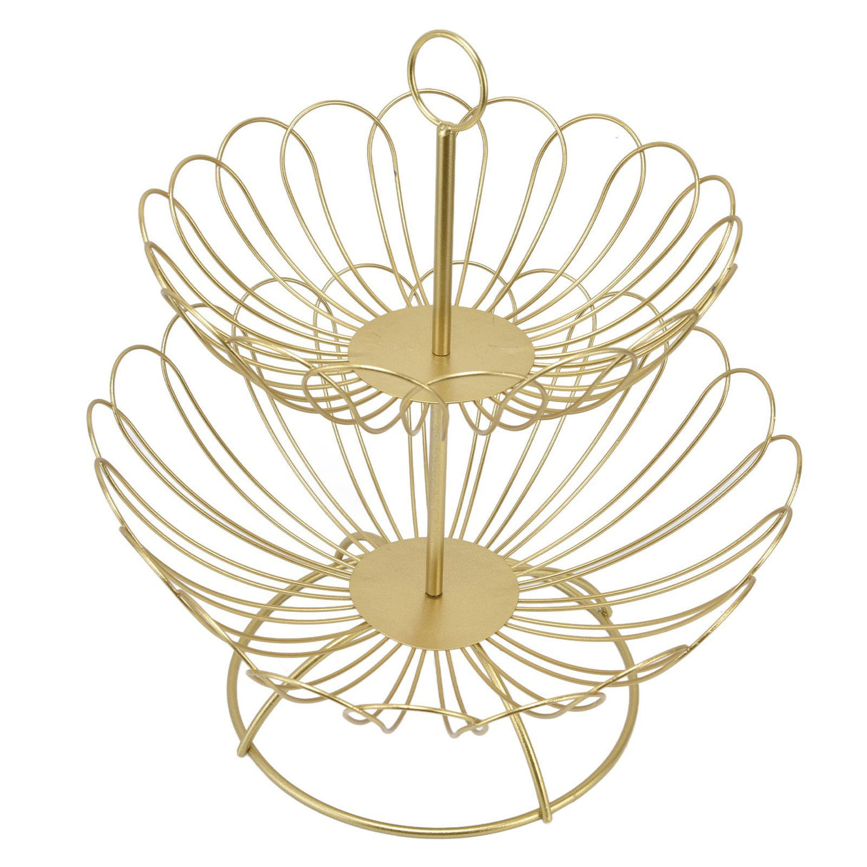 2 Tier Fruit Bowl Modern Nordic Design Geometric Detachable Gold Fruit Basket for Home Decoration