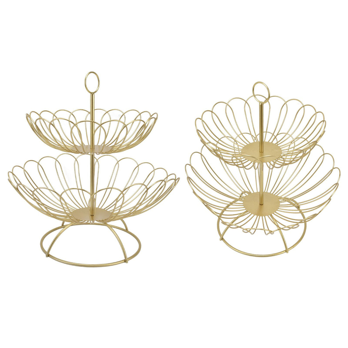 2 Tier Fruit Bowl Modern Nordic Design Geometric Detachable Gold Fruit Basket for Home Decoration