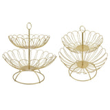 2 Tier Fruit Bowl Modern Nordic Design Geometric Detachable Gold Fruit Basket for Home Decoration - Low Angle