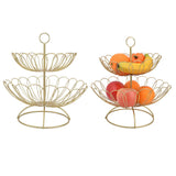 2 Tier Fruit Bowl Modern Nordic Design Geometric Detachable Gold Fruit Basket for Home Decoration