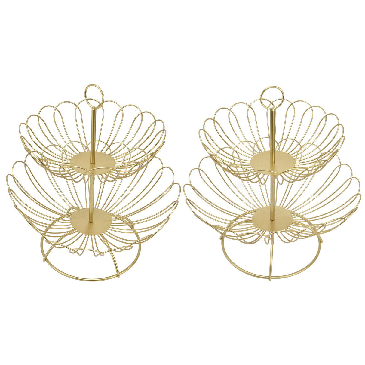 2 Tier Fruit Bowl Modern Nordic Design Geometric Detachable Gold Fruit Basket for Home Decoration