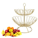 2 Tier Fruit Bowl Modern Nordic Design Geometric Detachable Gold Fruit Basket for Home Decoration - Extra Image