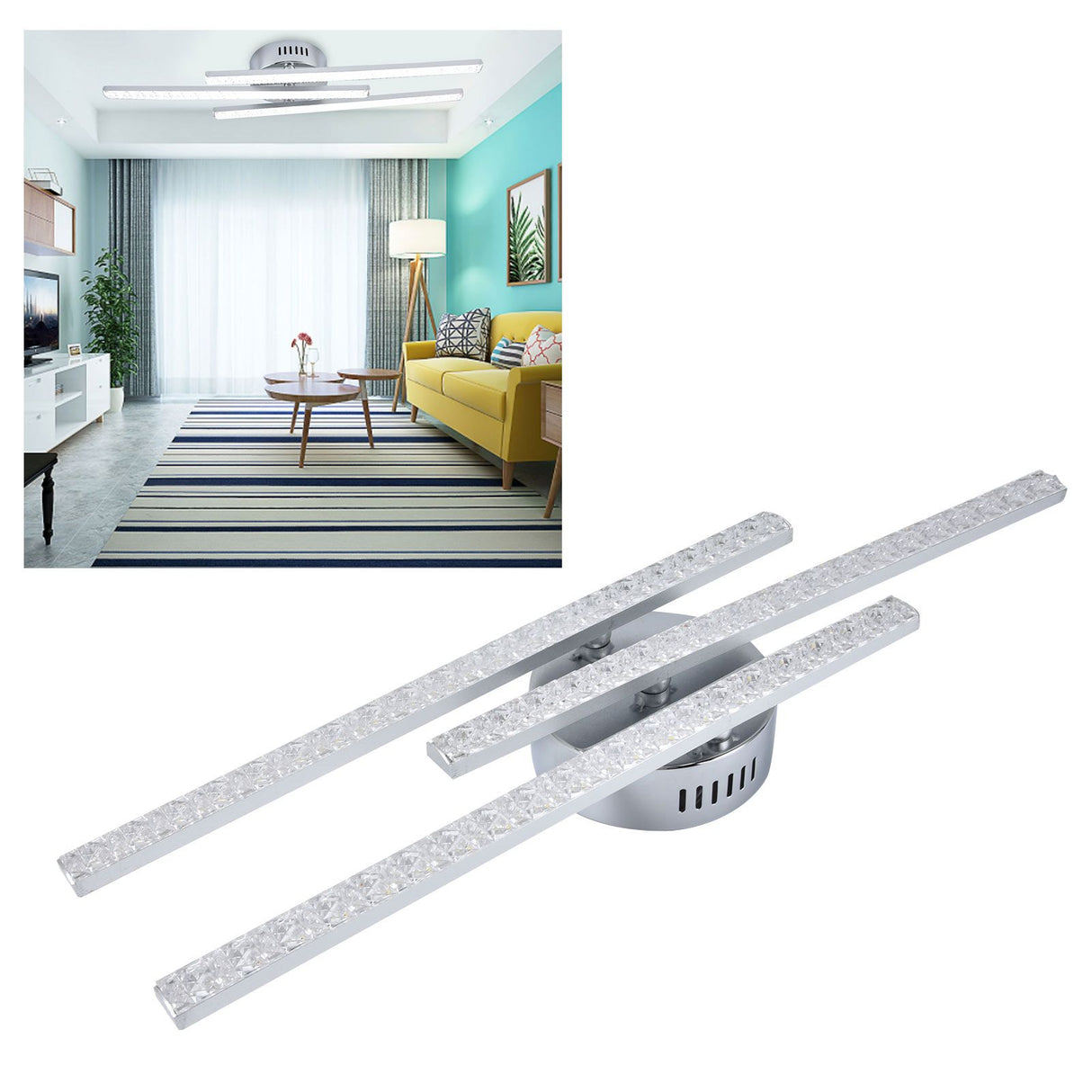 3‑Strips LED Ceiling Lamp Modern Ceiling‑Mounted Light Living Room Bedroom Decoration AC85‑265VWhite Light