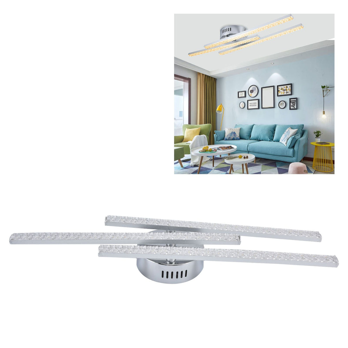 3‑Strips LED Ceiling Lamp Modern Ceiling‑Mounted Light Living Room Bedroom Decoration AC85‑265VWarm Light