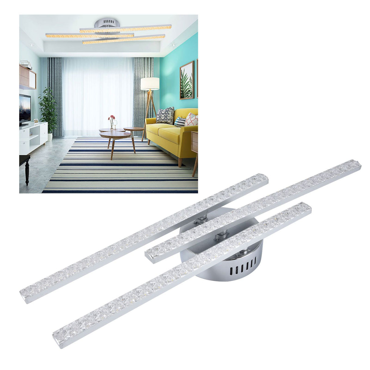 3‑Strips LED Ceiling Lamp Modern Ceiling‑Mounted Light Living Room Bedroom Decoration AC85‑265VWarm Light