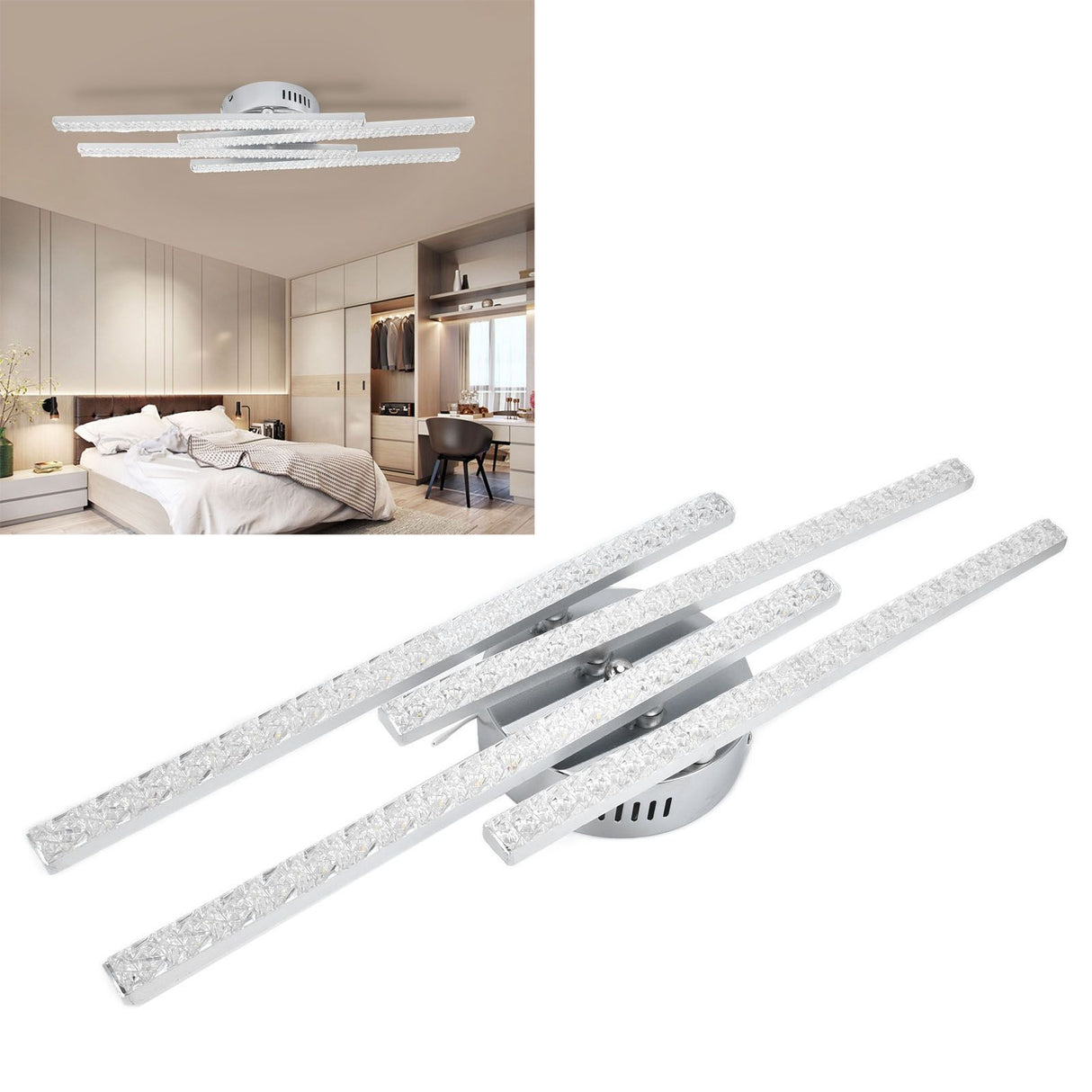 4-Strip Ceiling Light Nordic Modern LED Ceiling Lamp Home Office Coffee Shop Decoration AC85-265VWhite Light