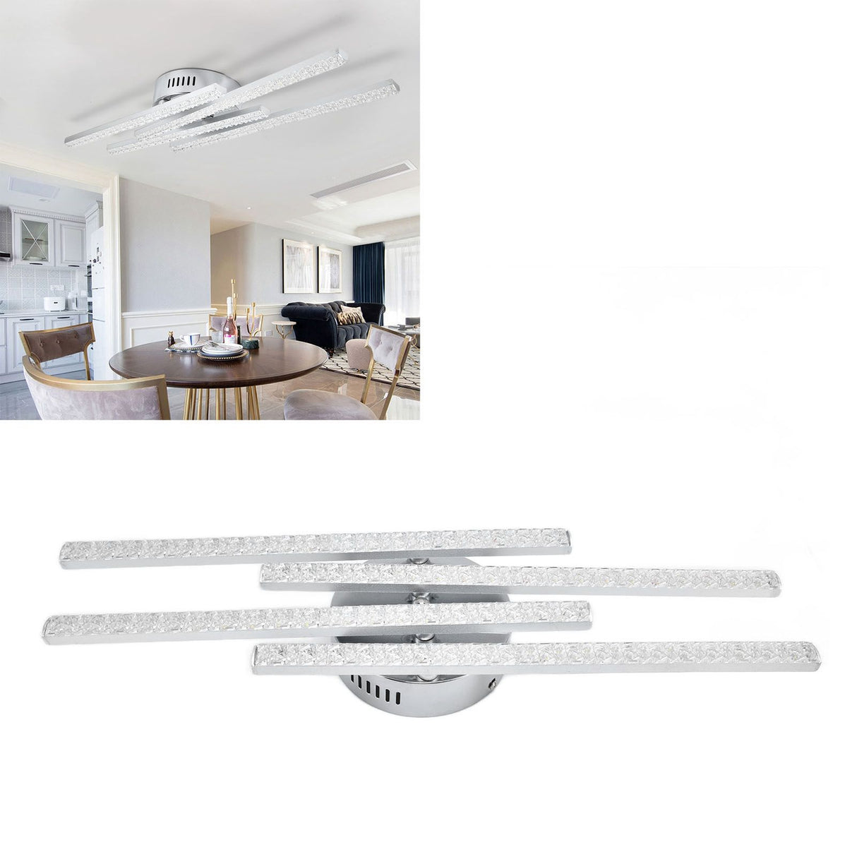 4-Strip Ceiling Light Nordic Modern LED Ceiling Lamp Home Office Coffee Shop Decoration AC85-265VWhite Light