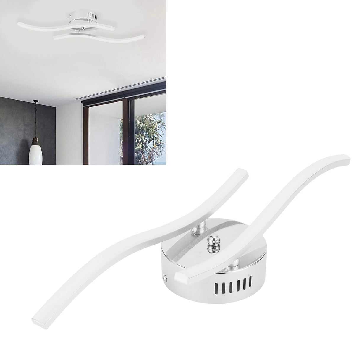 LED Ceiling Light Wavy Ceiling Lamp for Living Room Bedroom Kitchen Decor AC85‑265V Warm Light