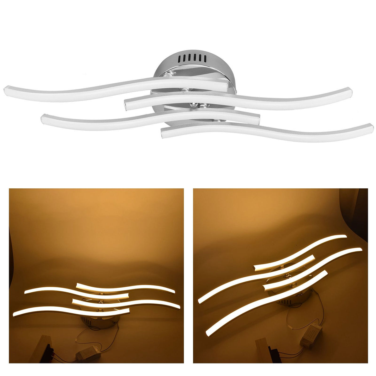 25W 140LED Ceiling Light Wavy Ceiling Lamp for Living Room Bedroom Kitchen Decor AC85‑265V Warm Light