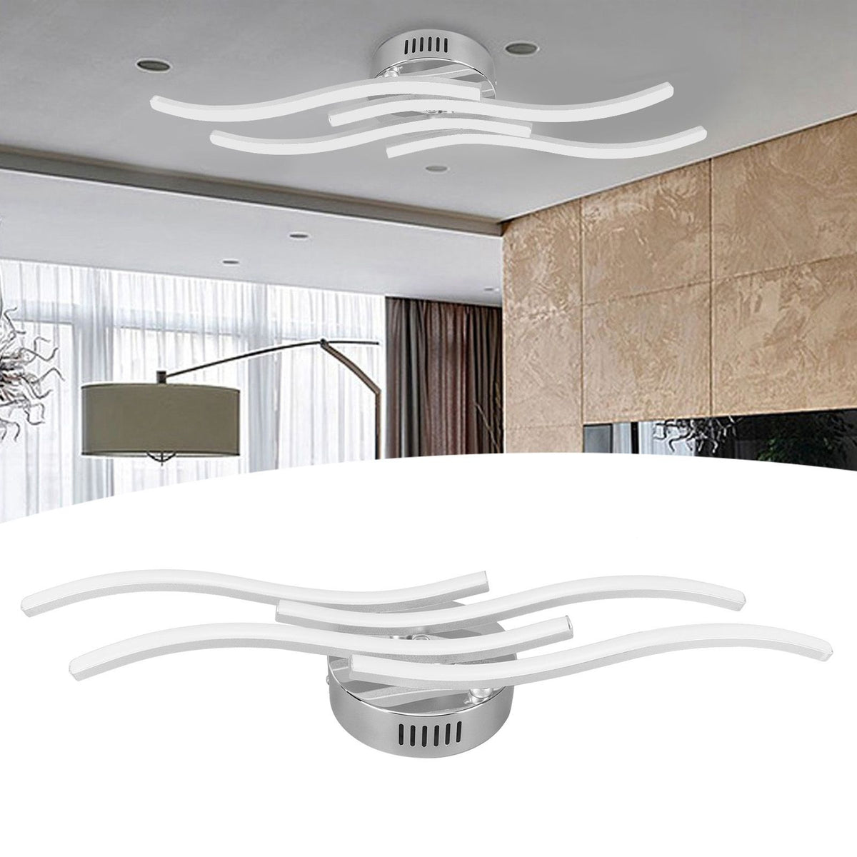 25W 140LED Ceiling Light Wavy Ceiling Lamp for Living Room Bedroom Kitchen Decor AC85‑265V Warm Light