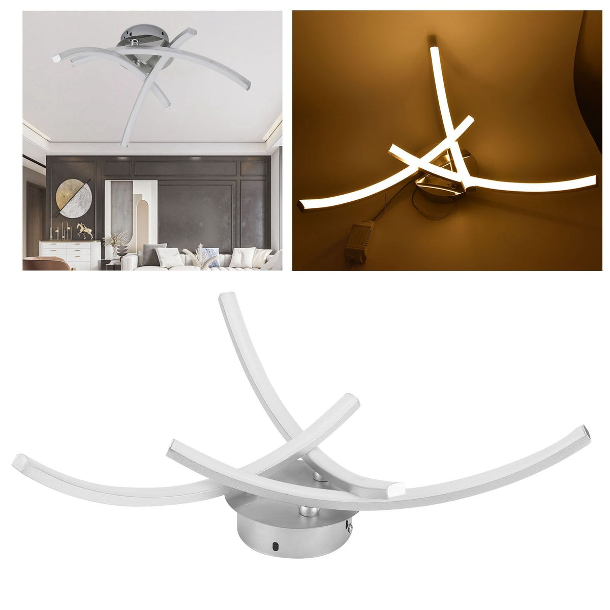 18W 105LED Ceiling Light Arc Ceiling Lamp for Living Room Bedroom Decor AC85‑265V Warm Light