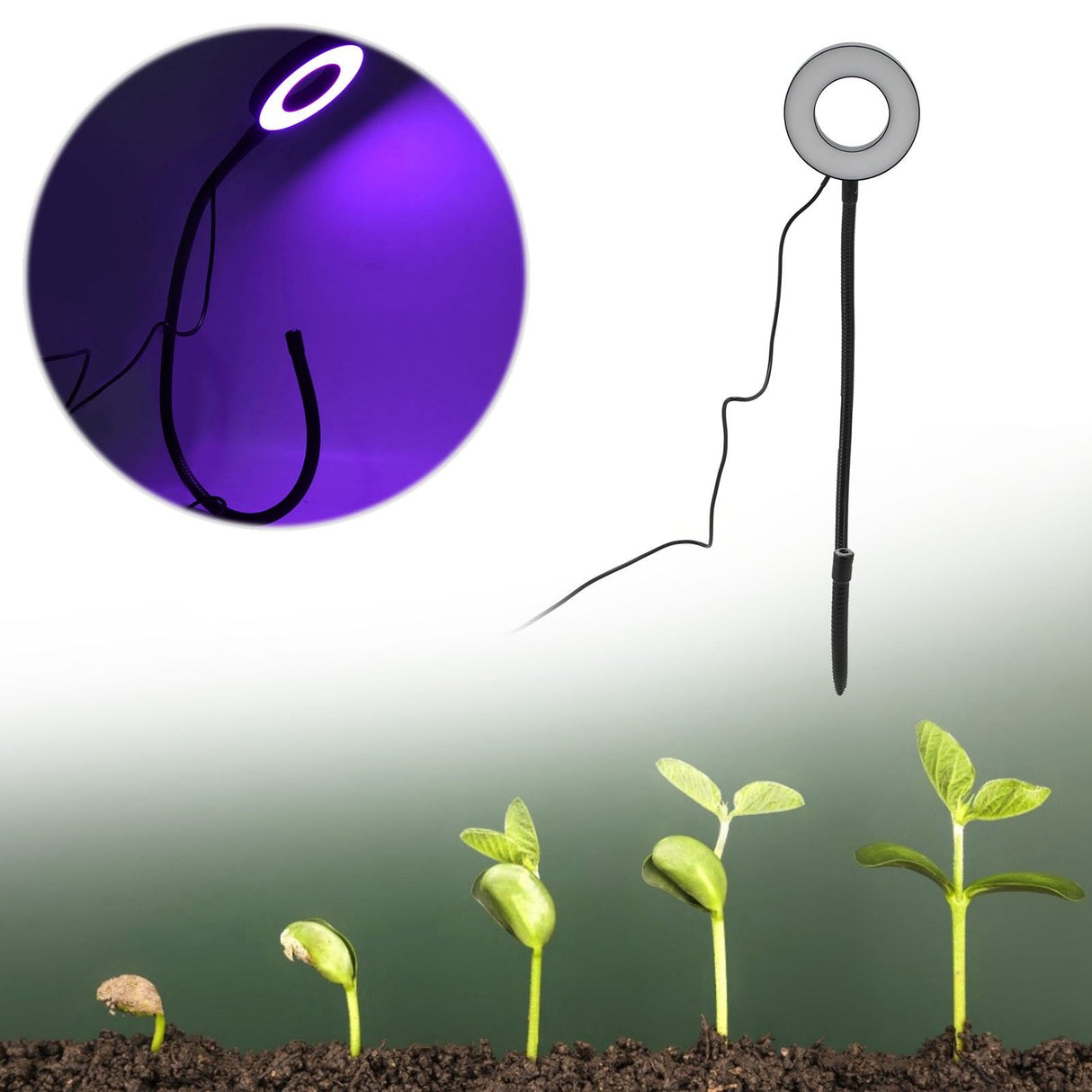 LED Plant Growth Light Full Spectrum Adjustable USB Powered Growth Lamp for Indoor 5V