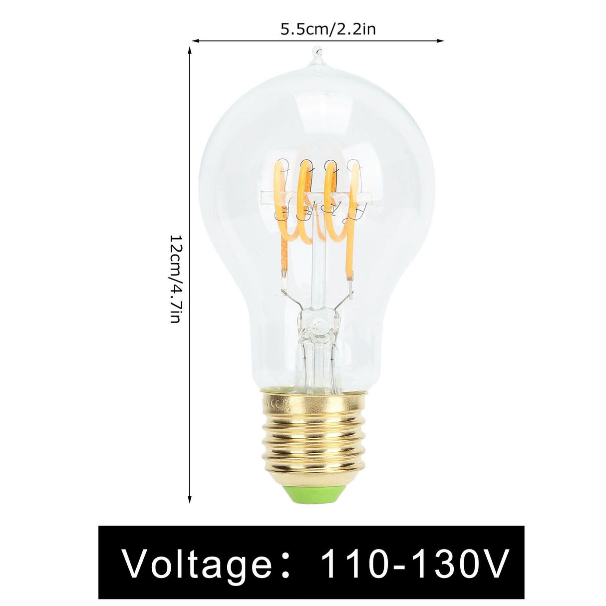 A60 Tipped Antique Bulb Dimmable LED Filament Lamp for Coffee Shop Retro Decoration Lamp 110V E27 Lamp Holder 4w Warm Light Transparent
