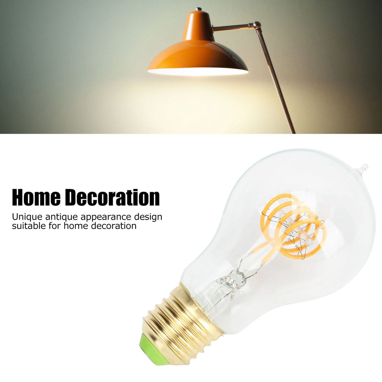 A60 Tipped Antique Bulb Dimmable LED Filament Lamp for Coffee Shop Retro Decoration Lamp 110V E27 Lamp Holder 4w Warm Light Transparent