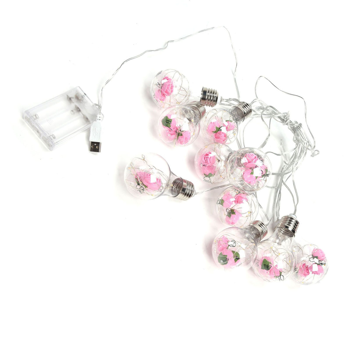 Light String 100LEDs Copper Wire Light String Artificial Rose E27 Bulb Children's Room Bedroom Decorative Lamp