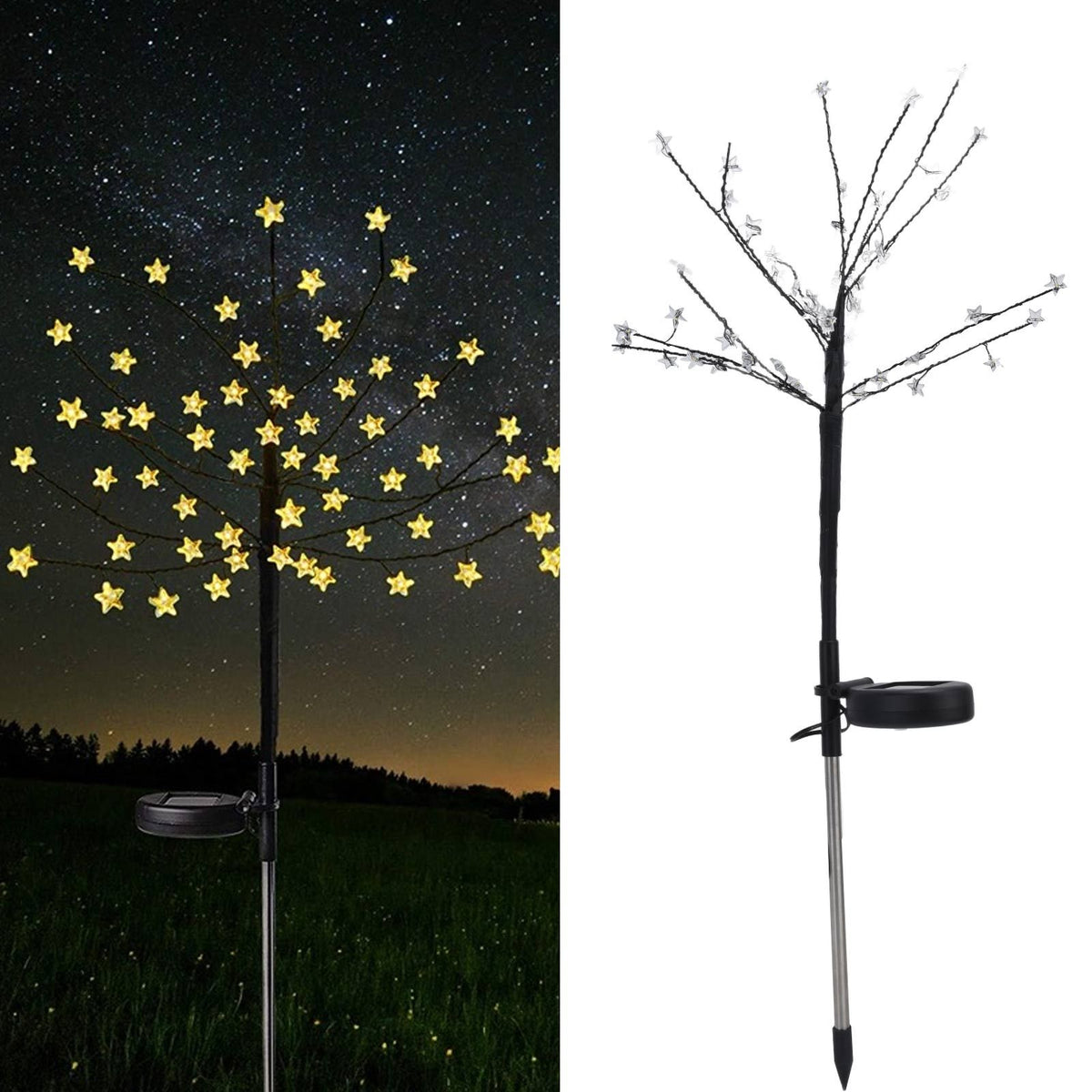 2PCS Solar Lawn Light LED Star Lawn Light Waterproof 2-Mode Courtyard Lamp for Garden Decorative