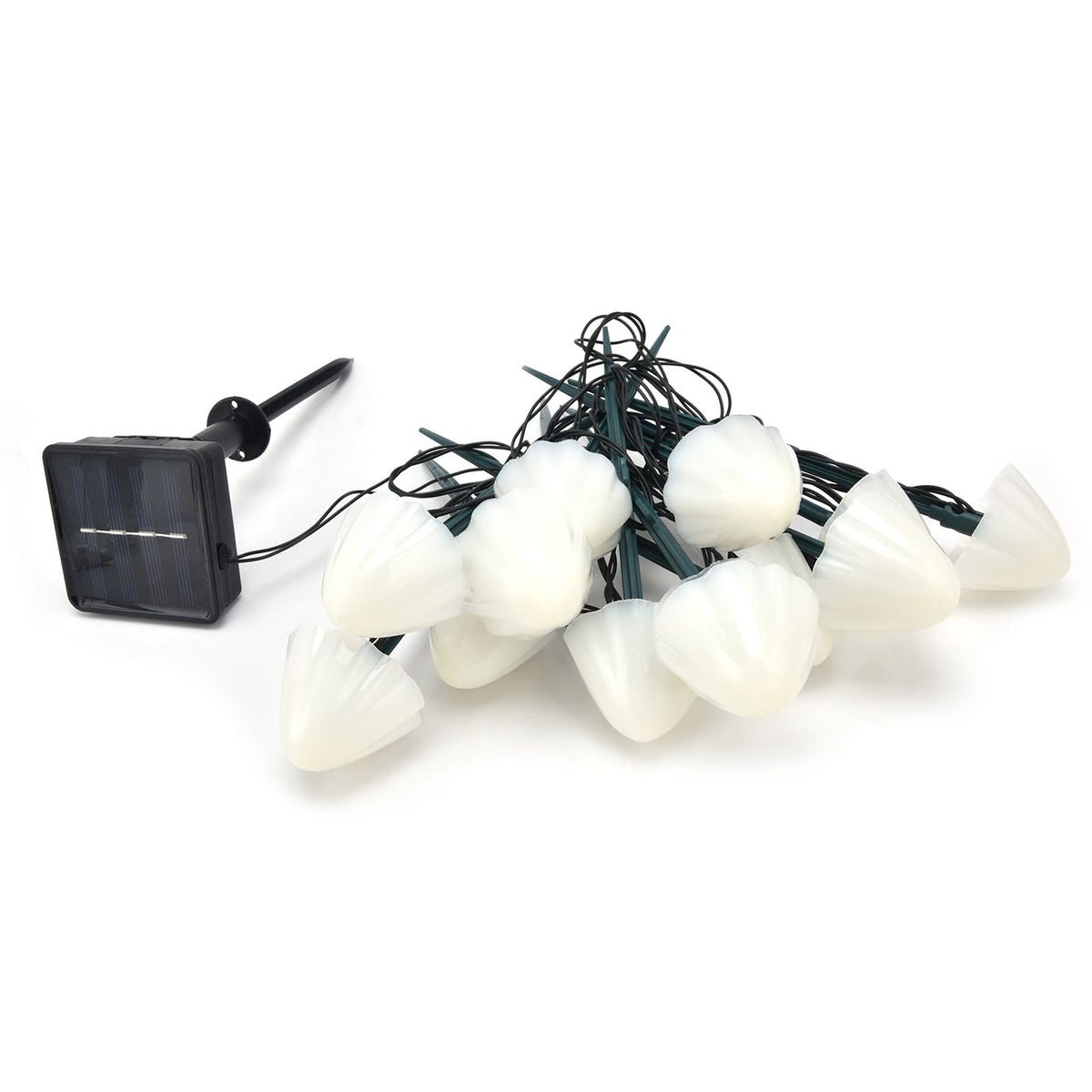 Solar Mushroom Shaped Light String Waterproof Decorative Lamp with 12LEDs 2 Lighting Modes