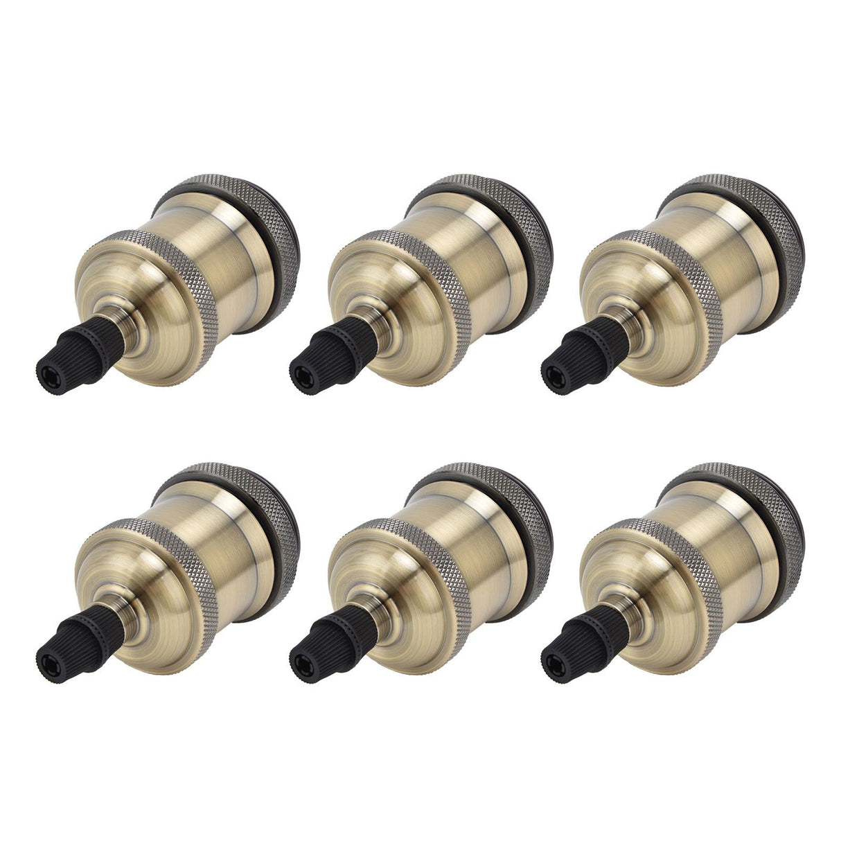 6 Pcs Lamp Holder Metal E26 E27 Screw Retro Lighting Base Accessories with Ground Aluminum ShellBlue Bronze