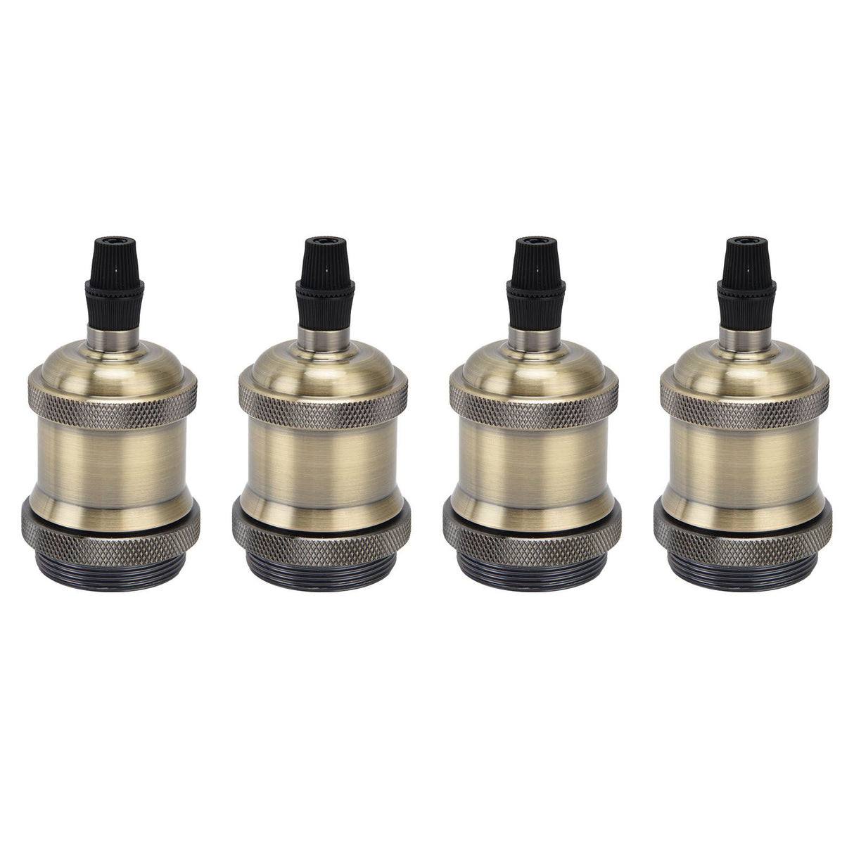 6 Pcs Lamp Holder Metal E26 E27 Screw Retro Lighting Base Accessories with Ground Aluminum ShellBlue Bronze