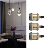 6 Pcs Lamp Holder Metal E26 E27 Screw Retro Lighting Base Accessories with Ground Aluminum ShellBlue Bronze