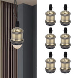 6 Pcs Lamp Holder Metal E26 E27 Screw Retro Lighting Base Accessories with Ground Aluminum ShellBlue Bronze - Extra Image