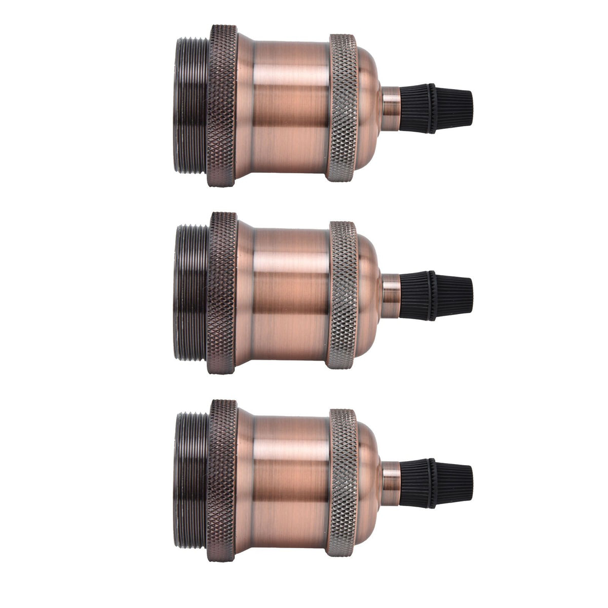 6 Pcs Lamp Holder Metal E26 E27 Screw Retro Lighting Base Accessories with Ground Aluminum ShellRed Bronze