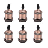 6 Pcs Lamp Holder Metal E26 E27 Screw Retro Lighting Base Accessories with Ground Aluminum ShellRed Bronze - Close-Up Angle