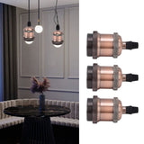 6 Pcs Lamp Holder Metal E26 E27 Screw Retro Lighting Base Accessories with Ground Aluminum ShellRed Bronze