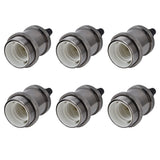 6 Pcs Lamp Holder Metal E26 E27 Screw Retro Lighting Base Accessories with Ground Aluminum ShellPearl Black - Top-Down View