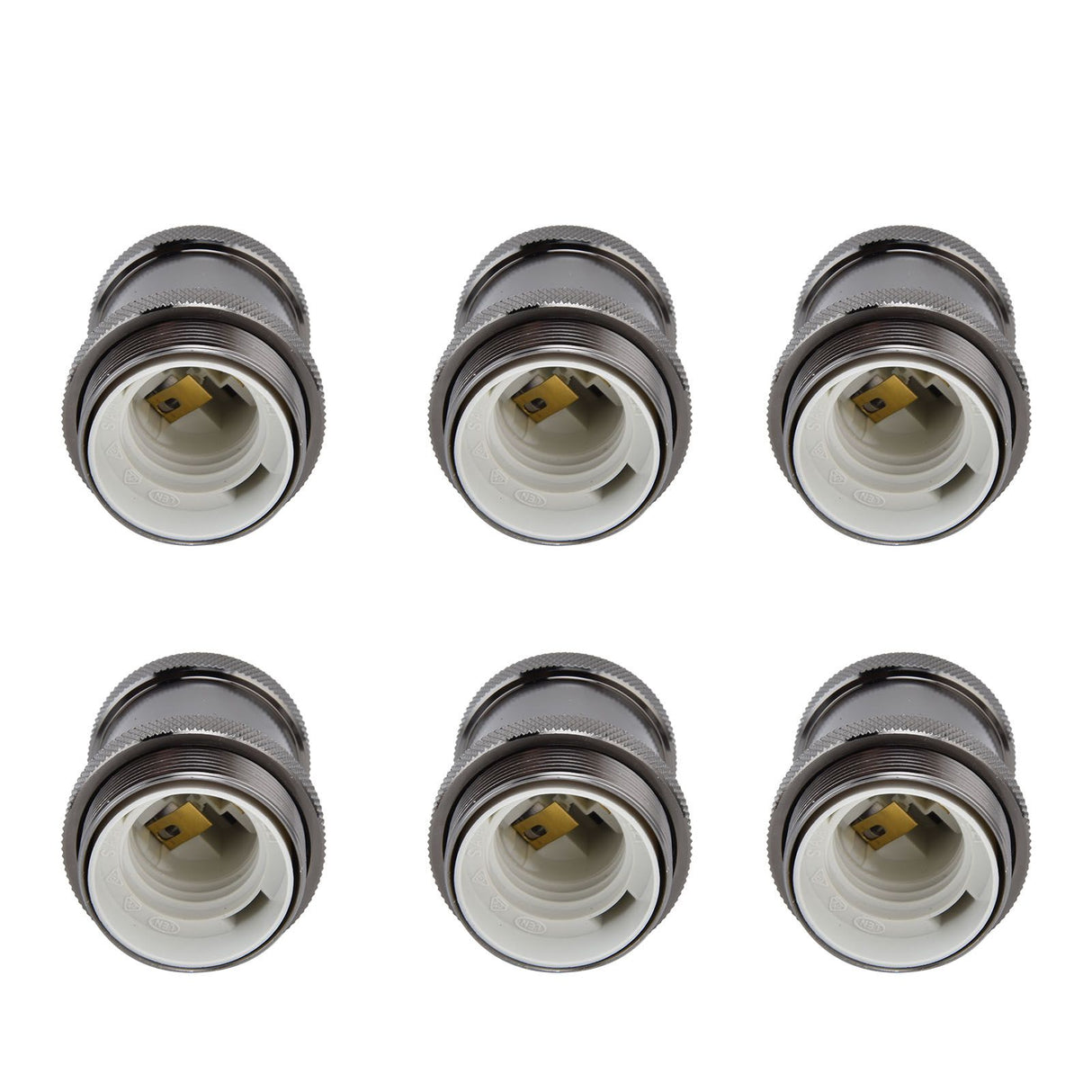 6 Pcs Lamp Holder Metal E26 E27 Screw Retro Lighting Base Accessories with Ground Aluminum ShellPearl Black