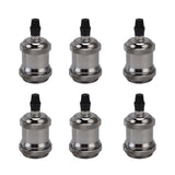 6 Pcs Lamp Holder Metal E26 E27 Screw Retro Lighting Base Accessories with Ground Aluminum ShellPearl Black - Close-Up Angle