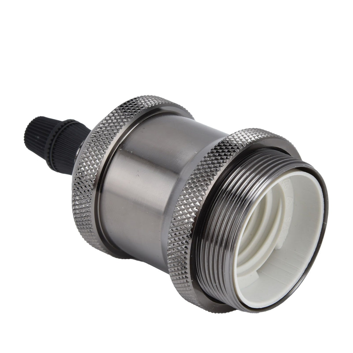 6 Pcs Lamp Holder Metal E26 E27 Screw Retro Lighting Base Accessories with Ground Aluminum ShellPearl Black