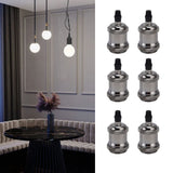 6 Pcs Lamp Holder Metal E26 E27 Screw Retro Lighting Base Accessories with Ground Aluminum ShellPearl Black - Extra Image