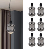 6 Pcs Lamp Holder Metal E26 E27 Screw Retro Lighting Base Accessories with Ground Aluminum ShellPearl Black