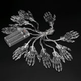 10 Pcs Halloween Skeleton Hand Lights String Battery Powered LED Halloween Spooky String Lights for Decorations