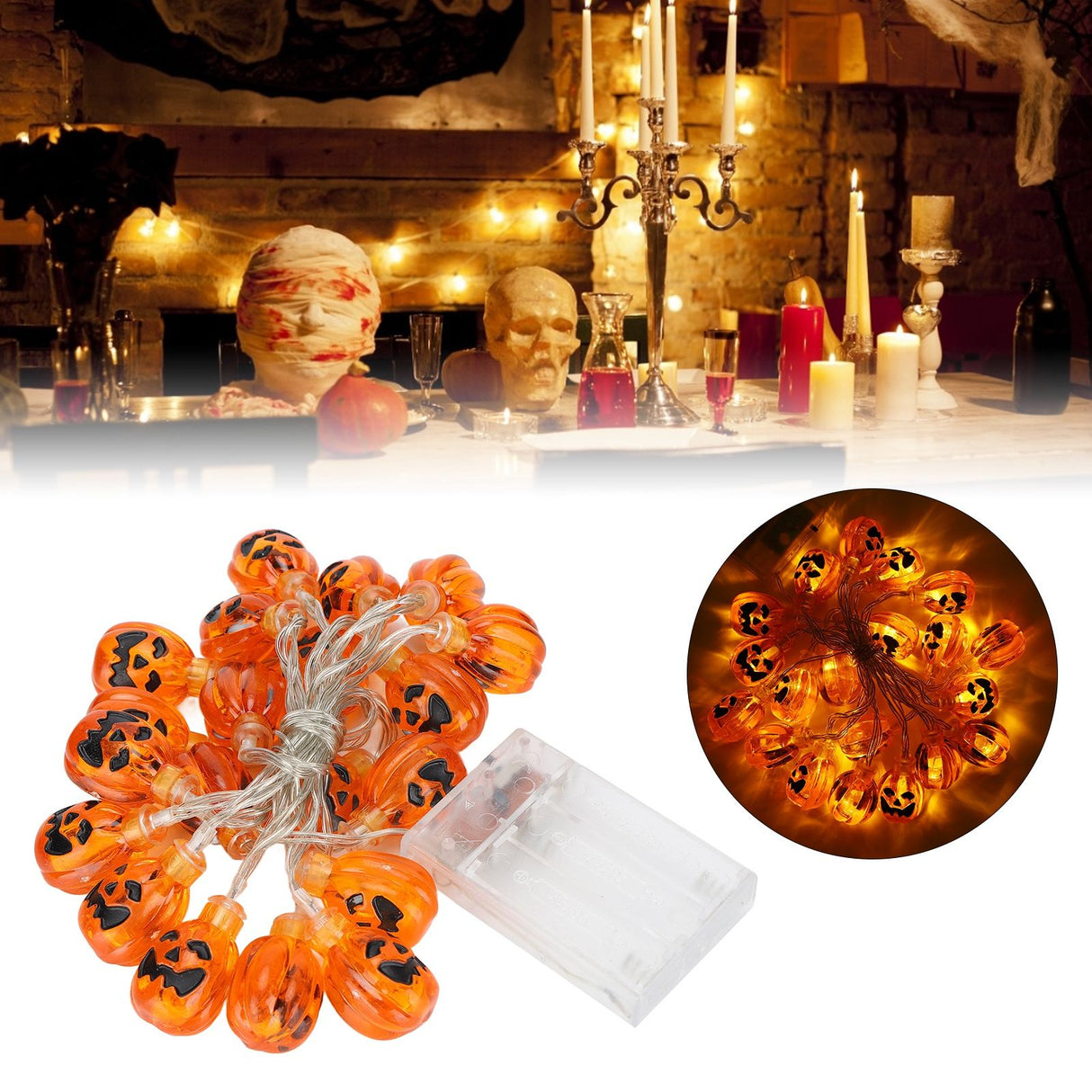 Halloween Pumpkin Lanterns String Battery Operated LED Pumpkin String Lights for Indoor Outdoor Halloween Decorations