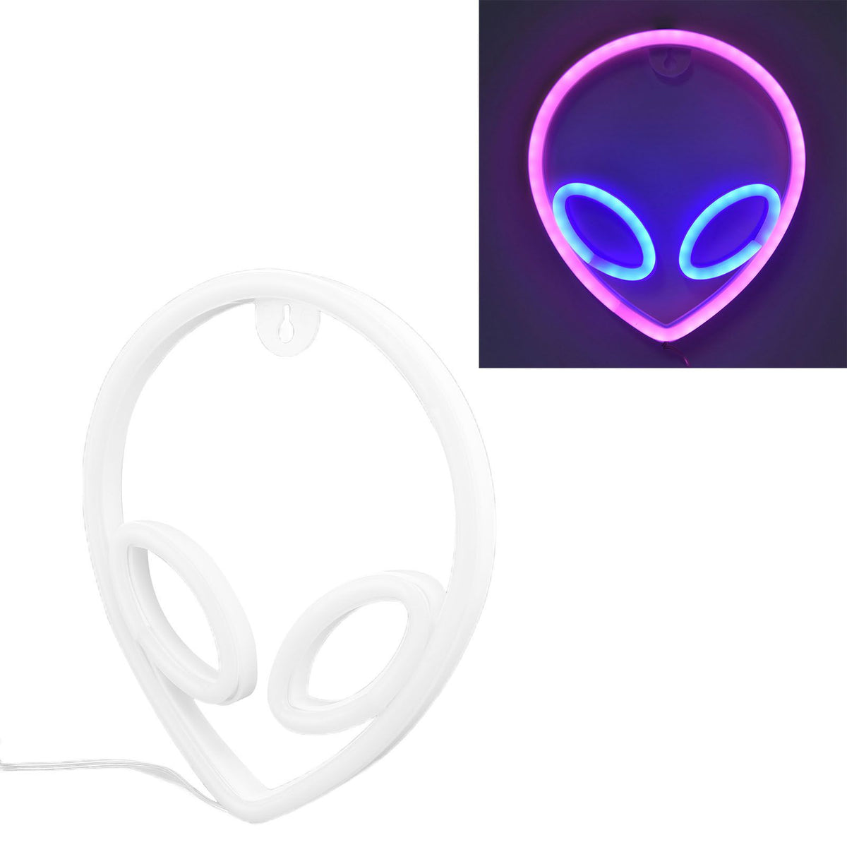 Alien Neon Sign Decorative Neon Light Night Lamp for Bedroom Children's Room Bar Decor USB Or Battery Powered(Blue Eye Pink Face )