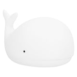 Silicone Night Light USB Charging Cute Whale Shaped Tap Lamp with 3 Lighting Modes 3H Timing Function White