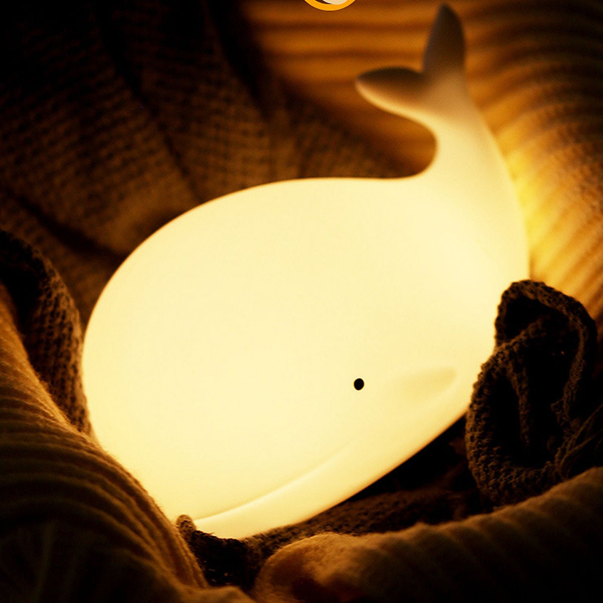 Silicone Night Light USB Charging Cute Whale Shaped Tap Lamp with 3 Lighting Modes 3H Timing Function White