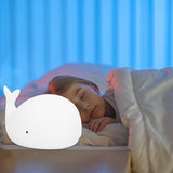Silicone Night Light USB Charging Cute Whale Shaped Tap Lamp with 3 Lighting Modes 3H Timing Function White - Extra Image