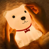 Cute Dog Shaped Silicone Lamp Kids Night Light Portable Bedside Light for Baby Sleeping Nursery USB Charging