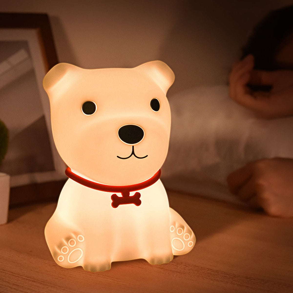 Cute Dog Shaped Silicone Lamp Kids Night Light Portable Bedside Light for Baby Sleeping Nursery USB Charging