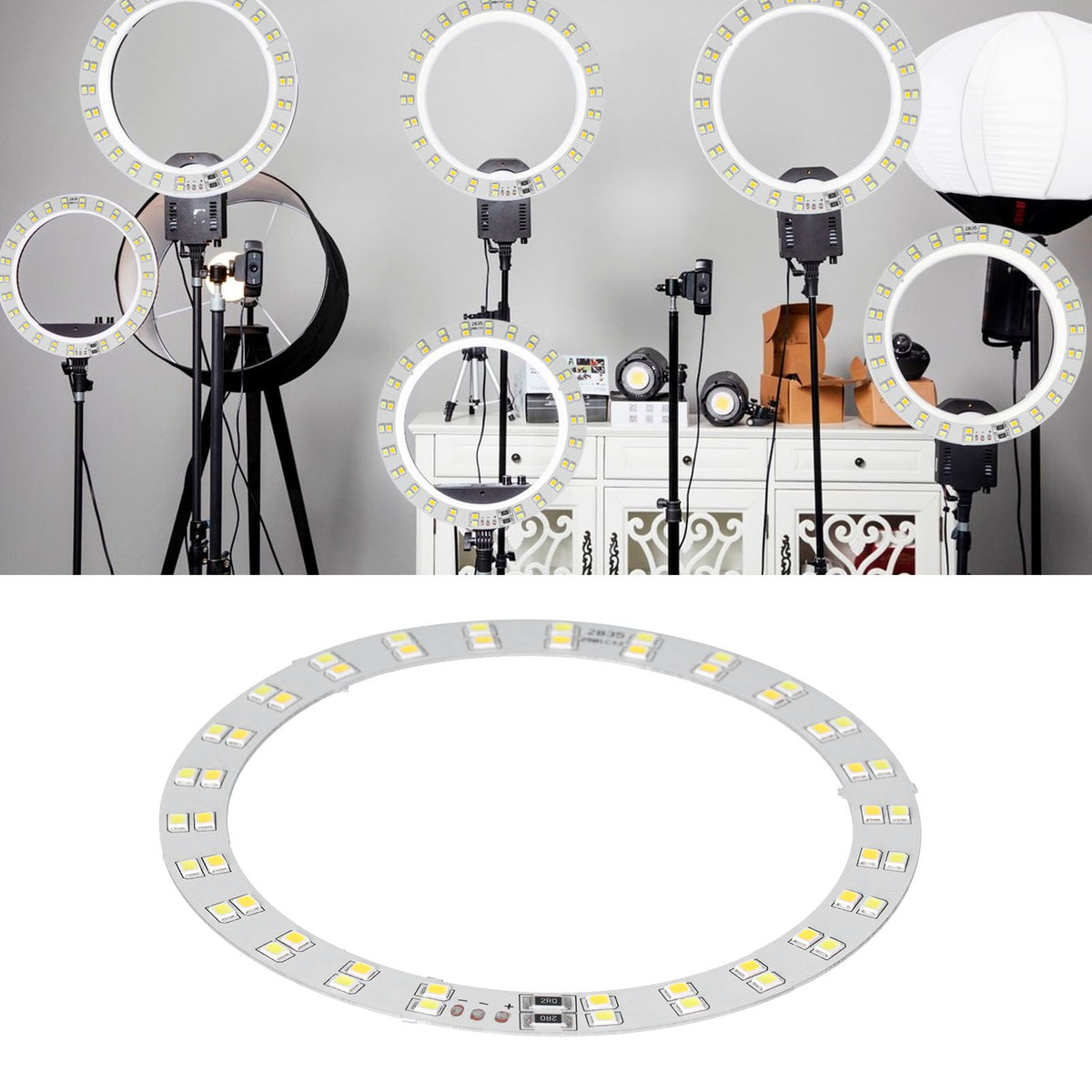 3V‑5V Ring Light Board 10W LED Ring Light Plate with Cold and Warm 2 Color Lighting USB Powered for Daily Lighting