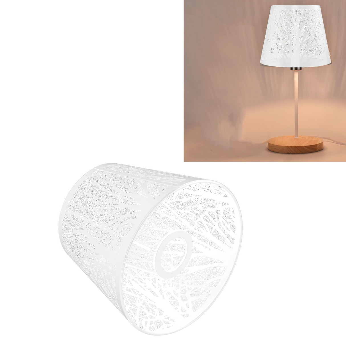 Wrought Iron Lampshade Carved Forest Tree Shaped E27 Mini Lamp Shade for Table Lamp Bedroom Bedside DecorWhite