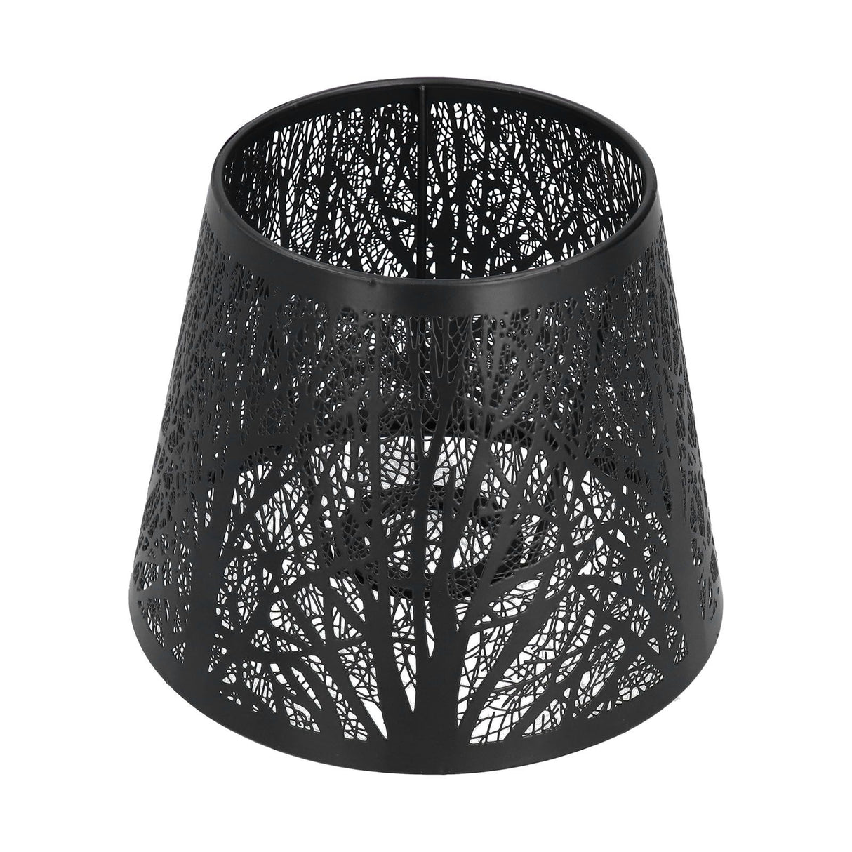 Wrought Iron Lampshade Carved Forest Tree Shaped E27 Mini Lamp Shade for Table Lamp Bedroom Bedside DecorBlack
