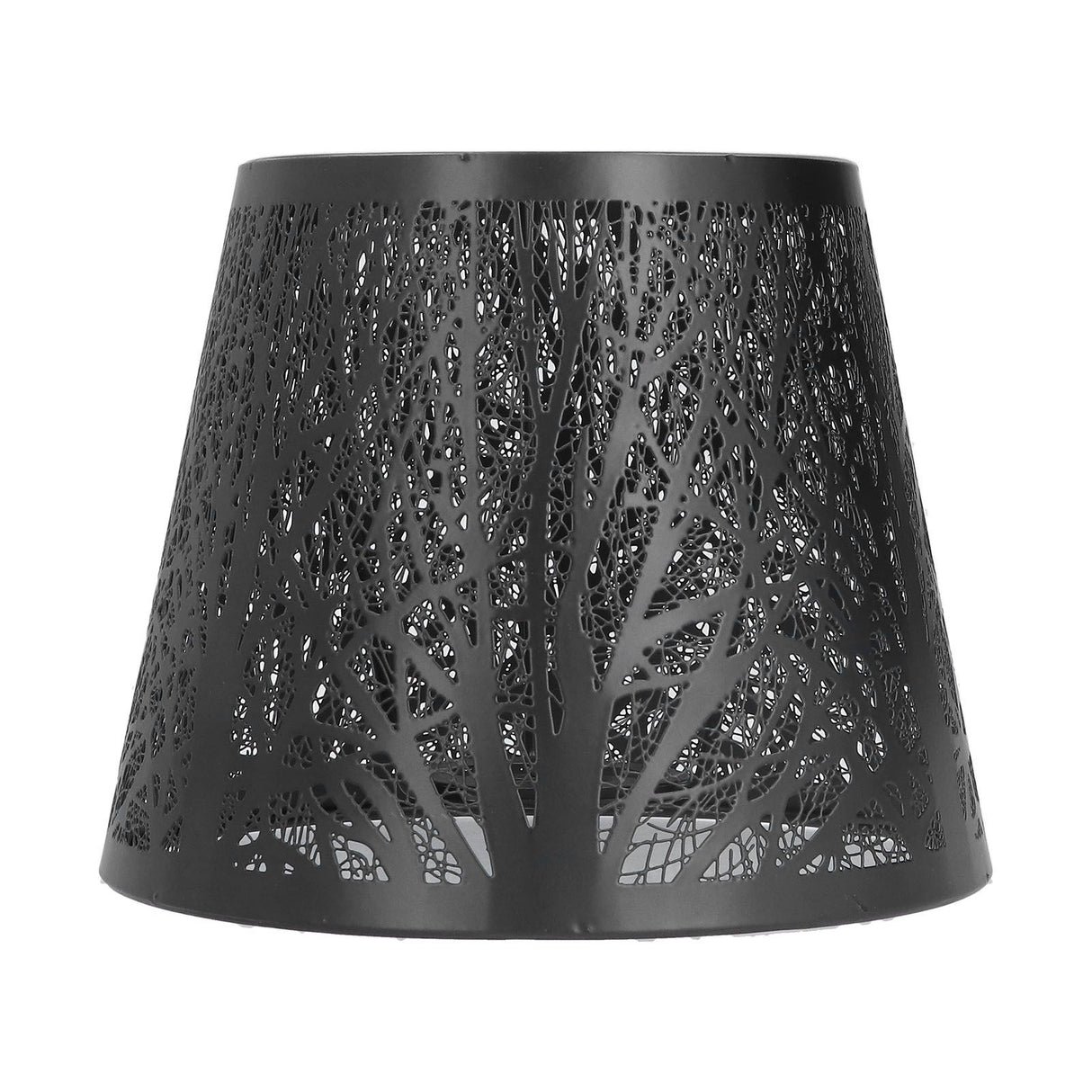 Wrought Iron Lampshade Carved Forest Tree Shaped E27 Mini Lamp Shade for Table Lamp Bedroom Bedside DecorBlack